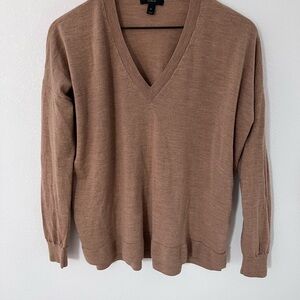 J. Crew Men's V-Neck Tan Merino Wool Sweater